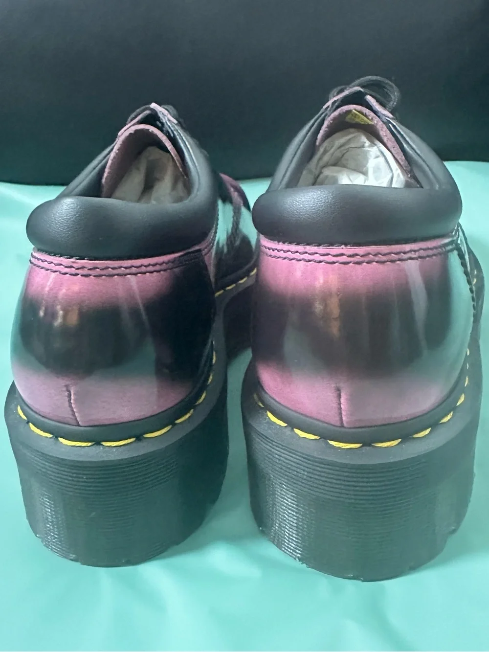 New Dr Martens 8053 Distressed Leather Platform Shoes pink black ombré leather 9
